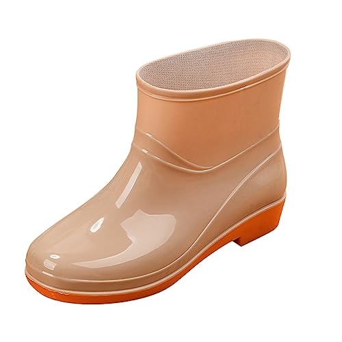 MODSGUE Gummistiefel Damen Halbhohe Regenstiefel Ankle Chelsea Boots Wasserdicht Gartenschuhe Rain Boots Stiefeletten mit Rutschfest Sohle Halbgummistiefel Schwarz von MODSGUE