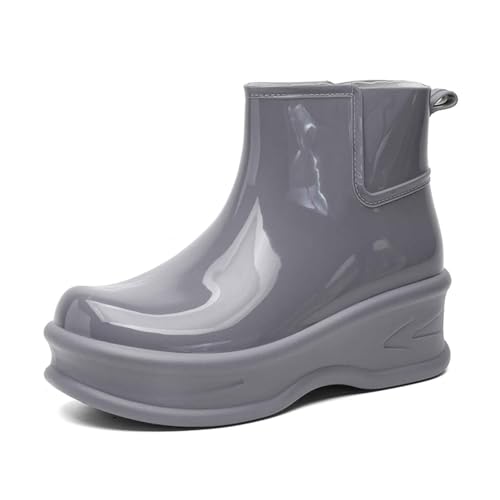 MODSGUE Gummistiefel Damen Regenstiefel Gartenschuhe Rain Boots Wasserdicht Chelsea Boots Wasserdichter Gummistiefeletten Einfarbig Regenschuhe Segelstiefel Halbgummistiefel Schwarz von MODSGUE