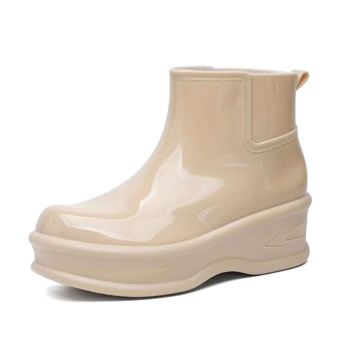 MODSGUE Gummistiefel Damen Regenstiefel Gartenschuhe Rain Boots Wasserdicht Chelsea Boots Wasserdichter Gummistiefeletten Einfarbig Regenschuhe Segelstiefel Halbgummistiefel Schwarz von MODSGUE