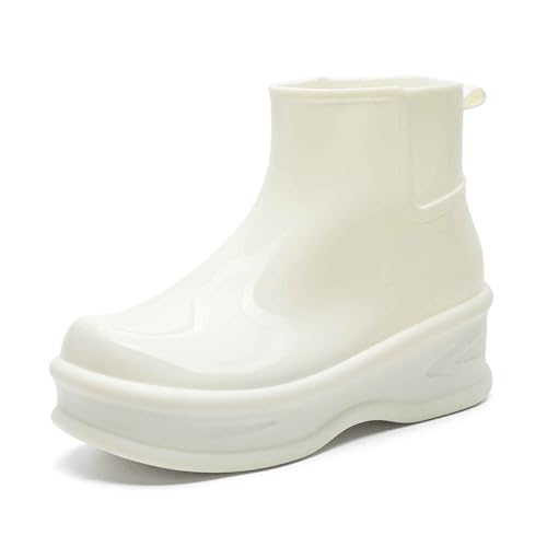 MODSGUE Gummistiefel Damen Regenstiefel Gartenschuhe Rain Boots Wasserdicht Chelsea Boots Wasserdichter Gummistiefeletten Einfarbig Regenschuhe Segelstiefel Halbgummistiefel Schwarz von MODSGUE
