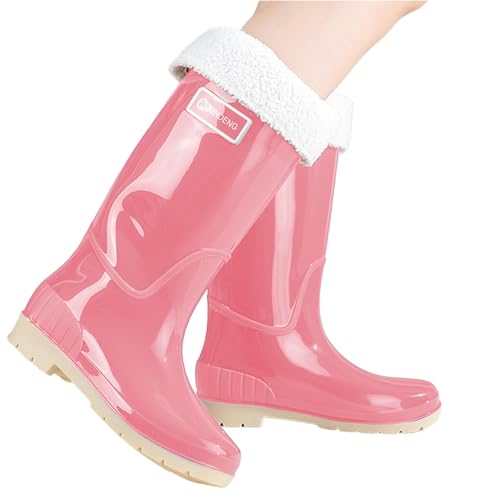 MODSGUE Gummistiefel Damen Winter Wasserdichte Weit Regenstiefel Flach Rutschfest Stiefeletten Einfarbig Stiefeletten Flexibel und rutschfest Halbhoch Wasserdicht Gummistiefel von MODSGUE