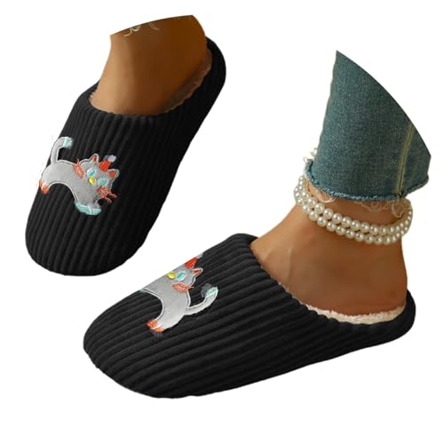 MODSGUE Halloween Hausschuhe Urlaub Slipper Haus Schuhe Home Slipper für Frauen Fuzzy Outdoor Indoor Schlafzimmer Hausschuhe Kürbis Winterhausschuhe für Damen und Herren von MODSGUE