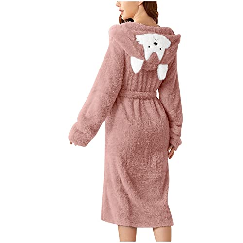 MODSGUE Hausmantel Damen Verdickte Badehandtuch Fleece Hausmantel Warm Reisebademantel Cozy Schlafkleid Plüsch Bademantel Teenager Mode Pyjamas von MODSGUE