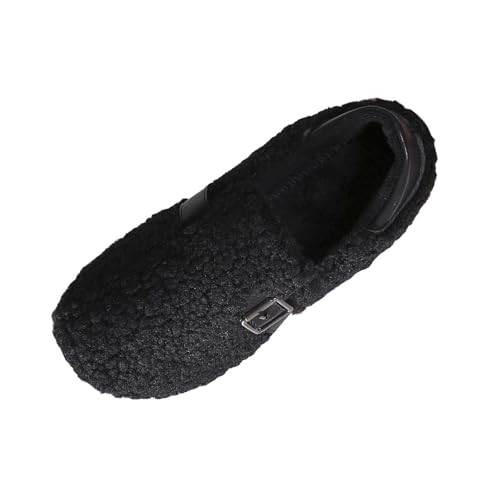 MODSGUE Hausschuhe Damen Geschlossen Rutschfest Flache Schuhe Männer Winter Einfarbig Hause Innen Baumwolle Pantoffeln Weichen Verdickte Samt Warme Einfarbig Slip On Leichte Hüttenschuhe von MODSGUE