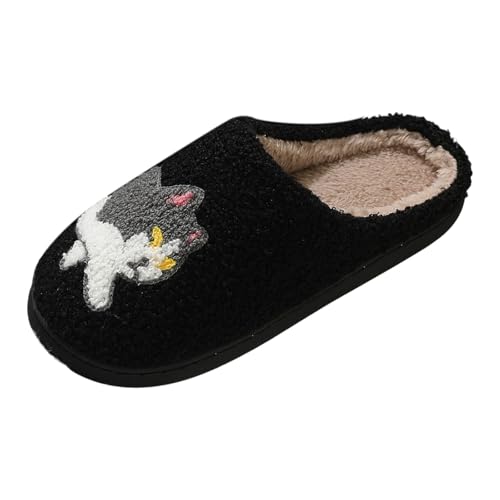 MODSGUE Hausschuhe Damen Halloween Baumwolle Warme Drinnen Pantoffeln Plüsch Funny Print Slipper Rutschfeste Pantoffeln Kuschelige Schuhe Winter Weicher Bequeme Cozy Slippers Filzhausschuhe von MODSGUE