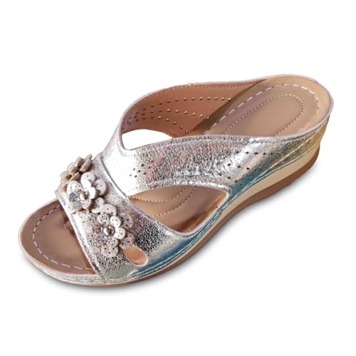 MODSGUE Hausschuhe Damen Keilabsatz Leder Orthopädische Sandalen Vintage Sommerschuhe Freizeit Wedge mit Absatz und Fussbett Slides Slipperstrandschuhe Flacheschuhe MODSGUE Hausschuhe Damen Keilabsatz Leder Orthopädische Sandalen Vintage Sommerschuhe Freizeit Wedge mit Absatz und Fussbett Slides Slipperstrandschuhe Flacheschuhe von MODSGUE
