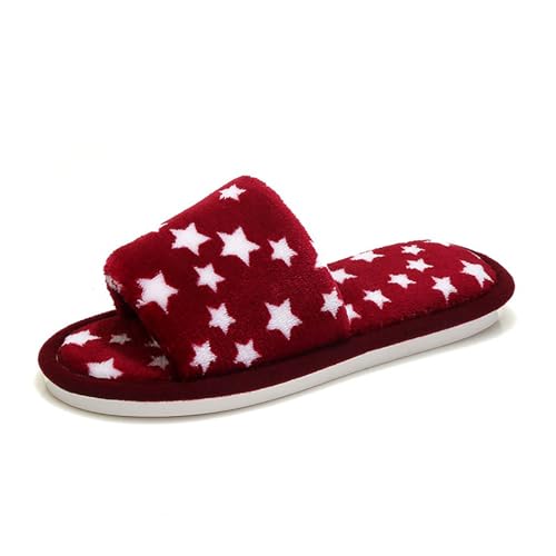 MODSGUE Hausschuhe Damen Plüsch Flache Schuhe Pelzige Pantoffeln Winter Warme Flauschige Hausschlappen Slippers Indoor Rutschfest Mode Filzhausschuhe Baumwollpantoffeln von MODSGUE