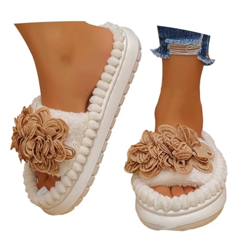MODSGUE Hausschuhe Damen Plüsch Pantoffeln, Freizeithausschuhe Basic Rutschfeste Warm Weiche Slipper Mit Memory Foam, Elegante Bequeme Hausschlappen Für Frauen von MODSGUE