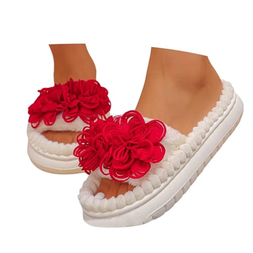 MODSGUE Hausschuhe Damen Plüsch Pantoffeln, Freizeithausschuhe Basic Rutschfeste Warm Weiche Slipper Mit Memory Foam, Elegante Bequeme Hausschlappen Für Frauen von MODSGUE