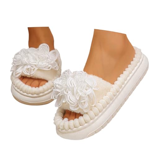 MODSGUE Hausschuhe Damen Plüsch Pantoffeln, Freizeithausschuhe Basic Rutschfeste Warm Weiche Slipper Mit Memory Foam, Elegante Bequeme Hausschlappen Für Frauen von MODSGUE