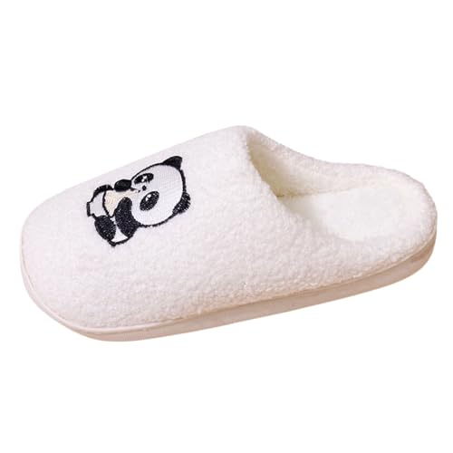MODSGUE Hausschuhe Damen Winter Panda Cartoon Niedlich Flauschig Weiche Sohle Wärmende Pantoffeln Für Zuhause Und Einfarbig Basic Indoor Outdoor Rutschfest Für Paare von MODSGUE