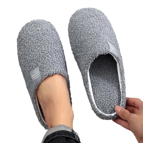 MODSGUE Hausschuhe Damen Winter Plüsch Pantoffeln Einfarbig Basic Warme Filzpantoffeln Unisex Bequeme Flauschige Slippers Indoor Filzhausschuhe Für Frauen von MODSGUE
