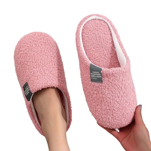 MODSGUE Hausschuhe Damen Winter Plüsch Pantoffeln Einfarbig Basic Warme Filzpantoffeln Unisex Bequeme Flauschige Slippers Indoor Filzhausschuhe Für Frauen von MODSGUE