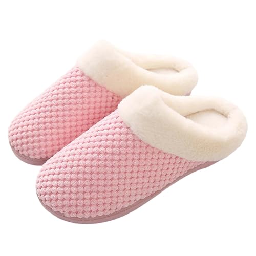 MODSGUE Hausschuhe Damen Winter Wärme Bequem Plüsch Pantoffeln Indoor Home Einfarbig Basic Rutschfeste Kuschelig Weite Leicht Memory Winter Foam Plüsch Slippers von MODSGUE