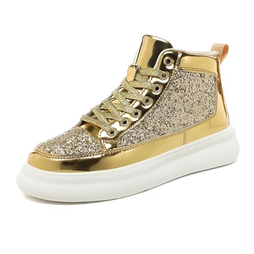 MODSGUE Herren Glitzer Sneaker Funkelndem Mode Glänzend Casual Bling Pailletten Konzertschuhe Canvas High Top Schnürung Komfortable Gepolsterte Walking für Street Party Night Club MODSGUE Herren Glitzer Sneaker Funkelndem Mode Glänzend Casual Bling Pailletten Konzertschuhe Canvas High Top Schnürung Komfortable Gepolsterte Walking für Street Party Night Club von MODSGUE