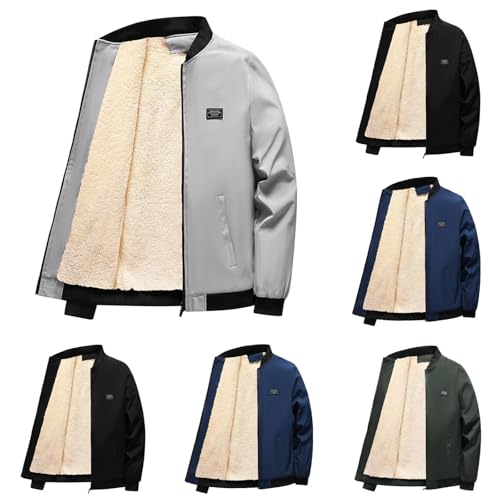 MODSGUE Herren Jacke Cordjacke Stehkragen Teddyfell Gefütterte Regular Fit Reißverschluss Freizeit Winterjacke Warme Mit Taschen von MODSGUE