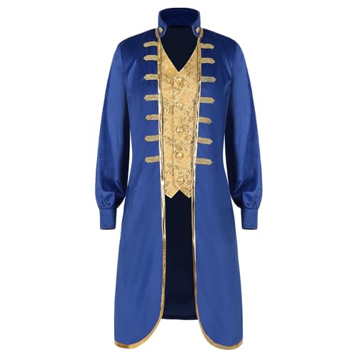 MODSGUE Herren Medieval Tailcoat Jacket Embroidery Vintage Gothic Steampunk Mittelalter Gehrock Mantel Männer Bequem Vikings Viktorianisches Piraten Vampir Kostüm von MODSGUE