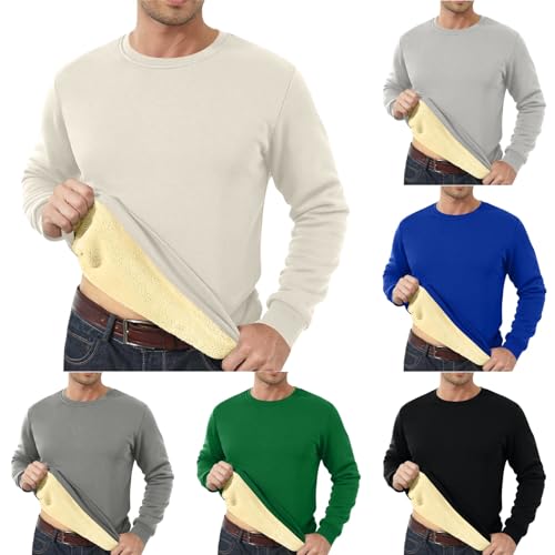 MODSGUE Herren Pullover Warme Langärmliges Oberteil Mit Rundhalsausschnitt Verdicktem Fleece Mit Einfarbigem Boden Sweatshirt Casual Basic Sweater Weiche Stretch Männlich Fleecepullover von MODSGUE