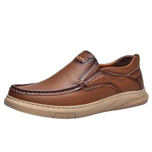 MODSGUE Herrenschuhe Klassische Loafers Slipper Freizeitschuhe Business Casual Lederschuhe Business-Halbschuhe Leichte Schlupfschuhe aus Echtem Leder von MODSGUE