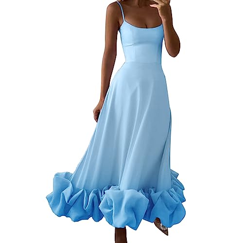 MODSGUE Lange Abendkleider Mit Armel Ohne Zubehör Hochzeitskleid Backless Ballkleider Party Freizeitkleid Rüschen Saum Midi Wickel-Form Kleider Ausschnitt Nachtkleid Cosplay von MODSGUE