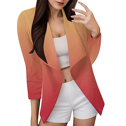 MODSGUE Long Blazer Für Damen Jeansblazer Blazerjacke Business Smoking Anzugjacke Sommerblazer Revers Jersey Anzug Knopf Lässige Outwear Damen Jacke Büro von MODSGUE