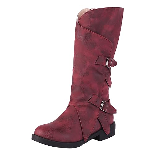 MODSGUE Mittelalterliche PU-Lederstiefel - Herren Kurze Einfarbig Bequem Reitstiefel Stiefeletten - Vintage Leder Bequem Basic Winter Steampunk Ritter Schuhe für Cosplay von MODSGUE