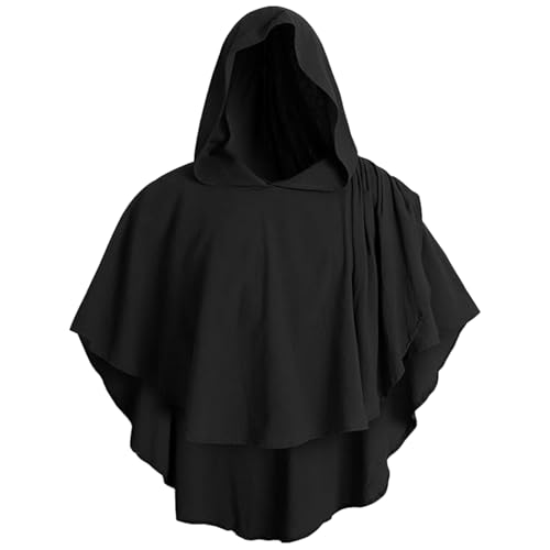 MODSGUE Mittelalterlicher Kapuzenmantel mit Verstellbarer Brosche, Fantasy Poncho Renaissance Aesthetic Karneval Kostüm Sommer Umhang Ren Faire Cosplay von MODSGUE