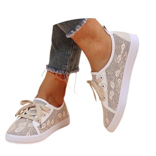 MODSGUE Oktoberfest Trachten Sneaker Damen Spitzen Trachtenschuhe Mesh Atmungsaktive Turnschuhe Sport Elegante Schuhe Freizeitschuhe Outdoor Einfarbig Sportschuhe von MODSGUE