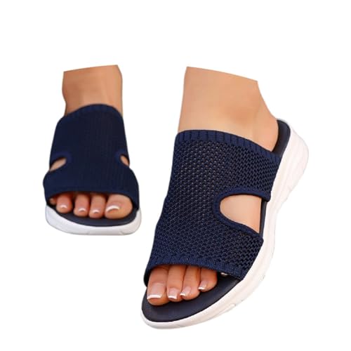 MODSGUE Orthopädische Flip Flops Stretch Damen Rutschhemmend Sommer Waschbare Slingback Slide Sport Strandsandalen, Super Bequeme Sport Strick Sandalen, Mesh Weiche Sohle Casual Damenschuhe von MODSGUE