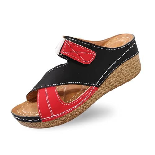 MODSGUE Orthopädische Hausschuhe Damen Keilabsatz Leder Hausschuhe Vintage Sommerschuhe Freizeit Wedge mit Absatz und Fussbett Slides Slipperstrandschuhe Sommer Absatzschuhe MODSGUE Orthopädische Hausschuhe Damen Keilabsatz Leder Hausschuhe Vintage Sommerschuhe Freizeit Wedge mit Absatz und Fussbett Slides Slipperstrandschuhe Sommer Absatzschuhe von MODSGUE