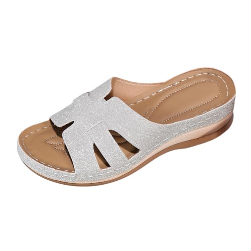 MODSGUE Orthopädische Hausschuhe Damen Keilabsatz Leder Hausschuhe Vintage Sommerschuhe Frühling Freizeit Wedge mit Absatz und Fussbett Slides Slipperstrandschuhe Peep Toe Plateau MODSGUE Orthopädische Hausschuhe Damen Keilabsatz Leder Hausschuhe Vintage Sommerschuhe Frühling Freizeit Wedge mit Absatz und Fussbett Slides Slipperstrandschuhe Peep Toe Plateau von MODSGUE