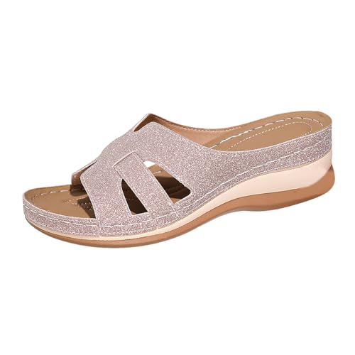 MODSGUE Orthopädische Hausschuhe Damen Keilabsatz Leder Hausschuhe Vintage Sommerschuhe Frühling Freizeit Wedge mit Absatz und Fussbett Slides Slipperstrandschuhe Peep Toe Plateau MODSGUE Orthopädische Hausschuhe Damen Keilabsatz Leder Hausschuhe Vintage Sommerschuhe Frühling Freizeit Wedge mit Absatz und Fussbett Slides Slipperstrandschuhe Peep Toe Plateau von MODSGUE