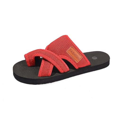 MODSGUE Orthopädische Sandalen Damen Hallux Valgus Sommer Flach Pantolette Leichte Mesh Strandsandalen Bequeme Big Toe Hausschuhe Elegant Blumen Breite Füße Casual Freizeitschuhe von MODSGUE