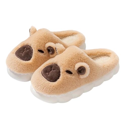 MODSGUE Plüsche Hausschuhe Damen Winter Capybara,Basic Flauschige Pantoffeln Süß & Warm mit Rutschfest Dicke Sohle,Frauen Gefütterte Hauspantoffeln Kuscheliger Winterkomfort Geschlossen von MODSGUE
