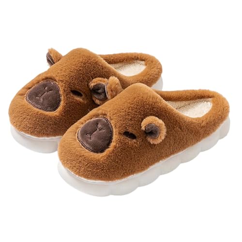 MODSGUE Plüsche Hausschuhe Damen Winter Capybara,Basic Flauschige Pantoffeln Süß & Warm mit Rutschfest Dicke Sohle,Frauen Gefütterte Hauspantoffeln Kuscheliger Winterkomfort Geschlossen von MODSGUE