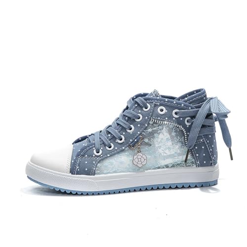 MODSGUE Schuhe Damen Canvas Sneakers Spitze Blumenmuster Laufschuhe Mesh Low Top Elegante Lässige Turnschuh Atmungsaktive Sommer Slip Ons Schnürschuhe Outdoorschuhe von MODSGUE