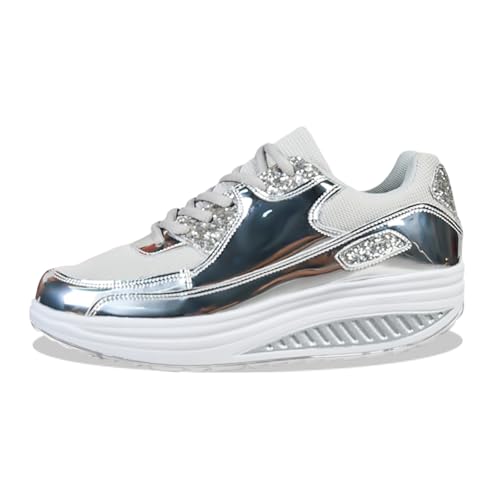 MODSGUE Sneaker Damen Glitzer Schuhe mit Dicker Sohle Casual Schnürschuh Outdoor Leichtgewichts Atmungsaktiv Walkingschuhe Turnschuhe Sommer Freizeitschuhe MODSGUE Sneaker Damen Glitzer Schuhe mit Dicker Sohle Casual Schnürschuh Outdoor Leichtgewichts Atmungsaktiv Walkingschuhe Turnschuhe Sommer Freizeitschuhe von MODSGUE