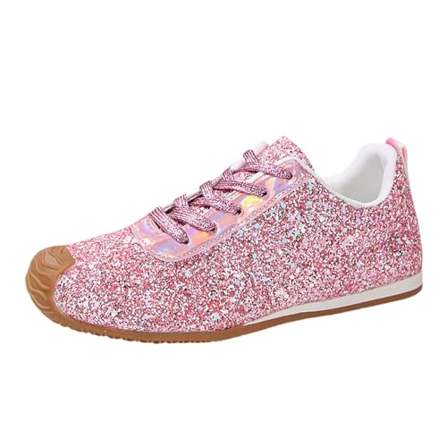 MODSGUE Sneakers Damen Pailletten Flache Low Sneaker Atmungsaktiv Strass Glitzer Turnschuhe Outdoor Herbst Beuqem Basic Sportschuhe Laufschuhe Sportschuhe Brautschuhe Flach Damenschuhe von MODSGUE