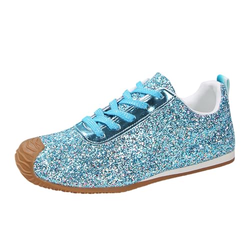 MODSGUE Sneakers Damen Pailletten Flache Low Sneaker Atmungsaktiv Strass Glitzer Turnschuhe Outdoor Herbst Beuqem Basic Sportschuhe Laufschuhe Sportschuhe Brautschuhe Flach Damenschuhe von MODSGUE
