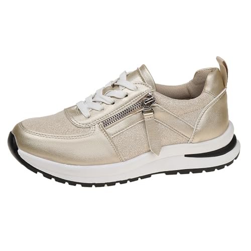 MODSGUE Sneakers Damen Pailletten Flache Low Sneaker Atmungsaktiv Strass Glitzer Turnschuhe Outdoor Herbst und Winter Sportschuhe Walkingschuhe Einfabrig Laufschuhe von MODSGUE