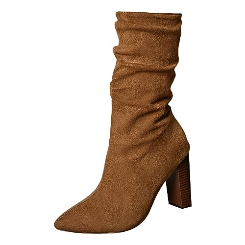 MODSGUE Stiefel Weiter Schaft Damen Weitschaftstiefel-Langschaftstiefel Long Boots Cowboystiefel Schwarz Winterstiefel Damenstiefel Einfarbig Schlupfstiefel Winter Stiefel von MODSGUE