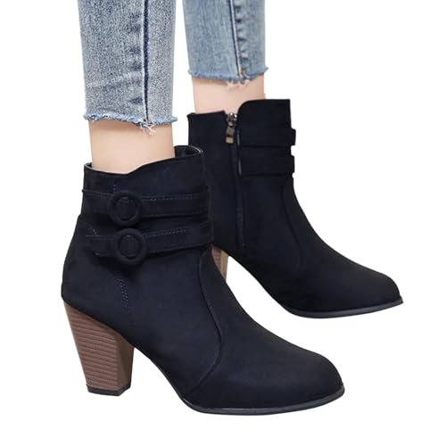 MODSGUE Stiefeletten Damen Elegant Wildleder Halbstiefel Basic Schlupfschuhe Stiefel Mit Schnalle Kurzstiefel Winterstiefel Halbhohe Absatz Ankle Boots Halbhoch Westernstiefel Damenstiefel MODSGUE Stiefeletten Damen Elegant Wildleder Halbstiefel Basic Schlupfschuhe Stiefel Mit Schnalle Kurzstiefel Winterstiefel Halbhohe Absatz Ankle Boots Halbhoch Westernstiefel Damenstiefel von MODSGUE