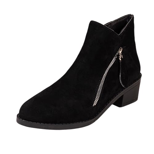 MODSGUE Stiefeletten Damen Kurzstiefel Cowboystiefel Damen Halbstiefel Orthopädische Boots Mit Zipper Herbst Winter Damenstiefel Winterstiefel Blockabsatz Übergangsstiefel von MODSGUE