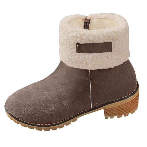 MODSGUE Stiefeletten Damen Schneestiefel Gefüttert Winterschuhe Ankle Boots Herbst Winter Winterstiefel Bequem Wasserdicht Warm Snowboot Komfort Stiefel Kunstleder Winterboots von MODSGUE