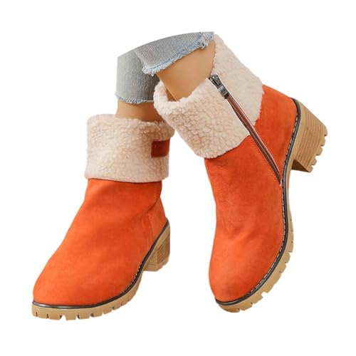 MODSGUE Stiefeletten Damen Schneestiefel Gefüttert Winterschuhe Ankle Boots Herbst Winter Winterstiefel Bequem Wasserdicht Warm Snowboot Komfort Stiefel Kunstleder Winterboots von MODSGUE