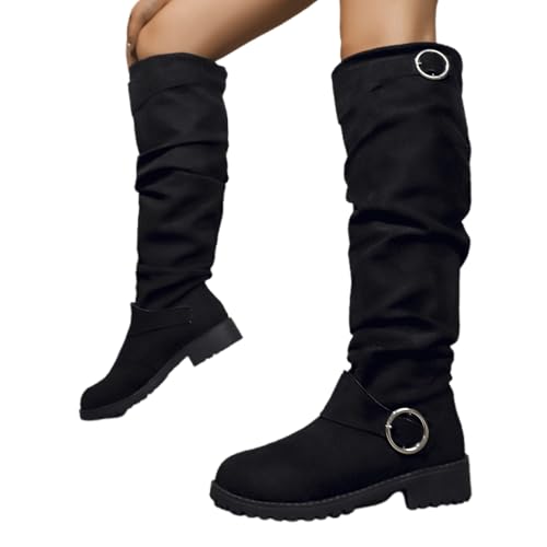 MODSGUE Stiefeletten Damen Wildleder Cowboystiefel Halbstiefel Schlupfschuhe Niederung Stiefel Kurzstiefel Halbhoch Damenstiefel Einfarbig Übergangsstiefel Blockabsatz Ankle Boots von MODSGUE