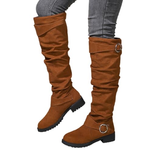 MODSGUE Stiefeletten Damen Wildleder Cowboystiefel Halbstiefel Schlupfschuhe Niederung Stiefel Kurzstiefel Halbhoch Damenstiefel Einfarbig Übergangsstiefel Blockabsatz Ankle Boots von MODSGUE
