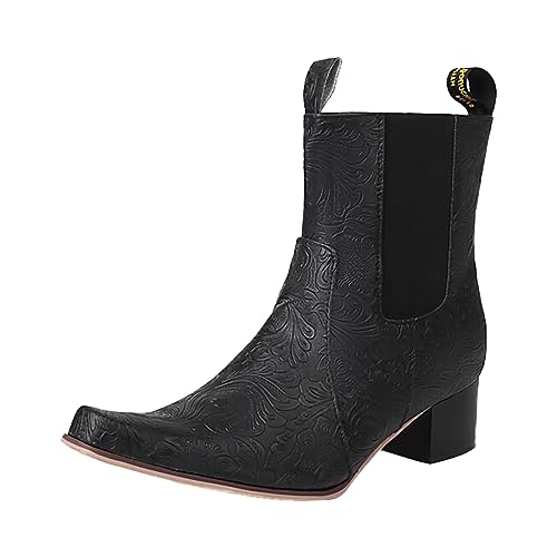 MODSGUE Stiefeletten Overknees Stiefel Damenleder Extra Große Elastische Kurze Stiefel für Damen im Europäischen Amerikanischen Stil,Dicker, Spitze Zehen,Niedriger Absatz, Arbeitsschuhe von MODSGUE