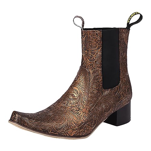 MODSGUE Stiefeletten Overknees Stiefel Damenleder Extra Große Elastische Kurze Stiefel für Damen im Europäischen Amerikanischen Stil,Dicker, Spitze Zehen,Niedriger Absatz, Arbeitsschuhe von MODSGUE