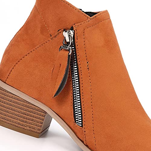 MODSGUE Stiefeletten mit Ergonomischer Unterstützung Damen Wildleder-Stiefel mit Niedrigem Absatz,Einfarbig,Modische Spitze Zehen,Seitlicher Reißverschluss von MODSGUE